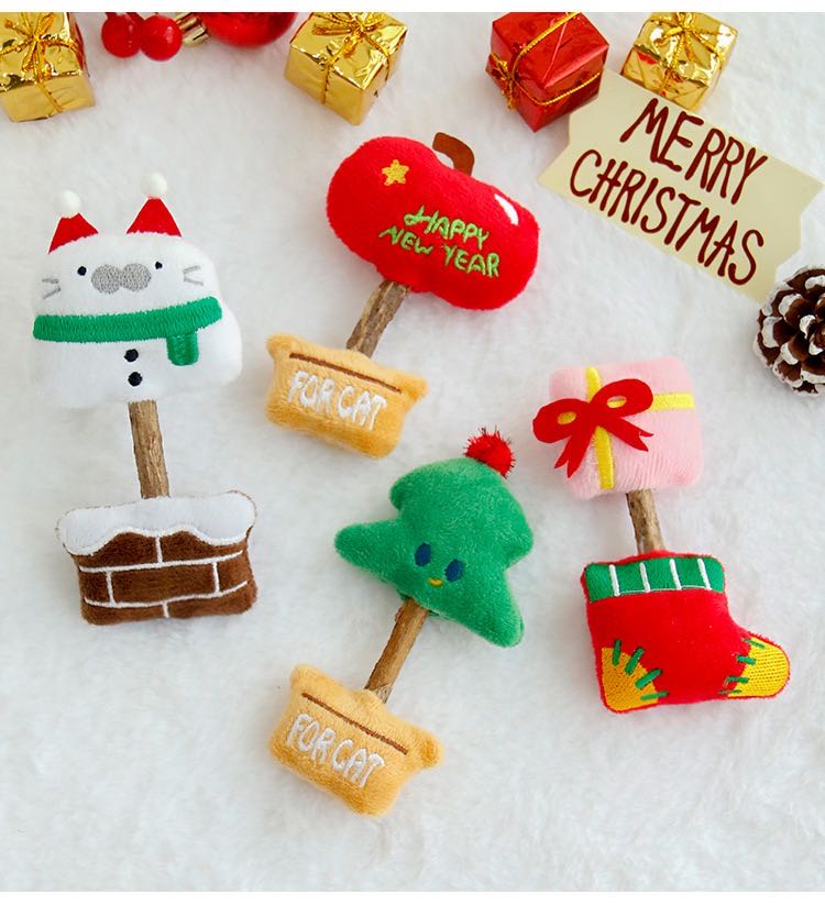 Christmas Catnip Silvervine Cat Toy - Festive Dental Chew Toy for Cats