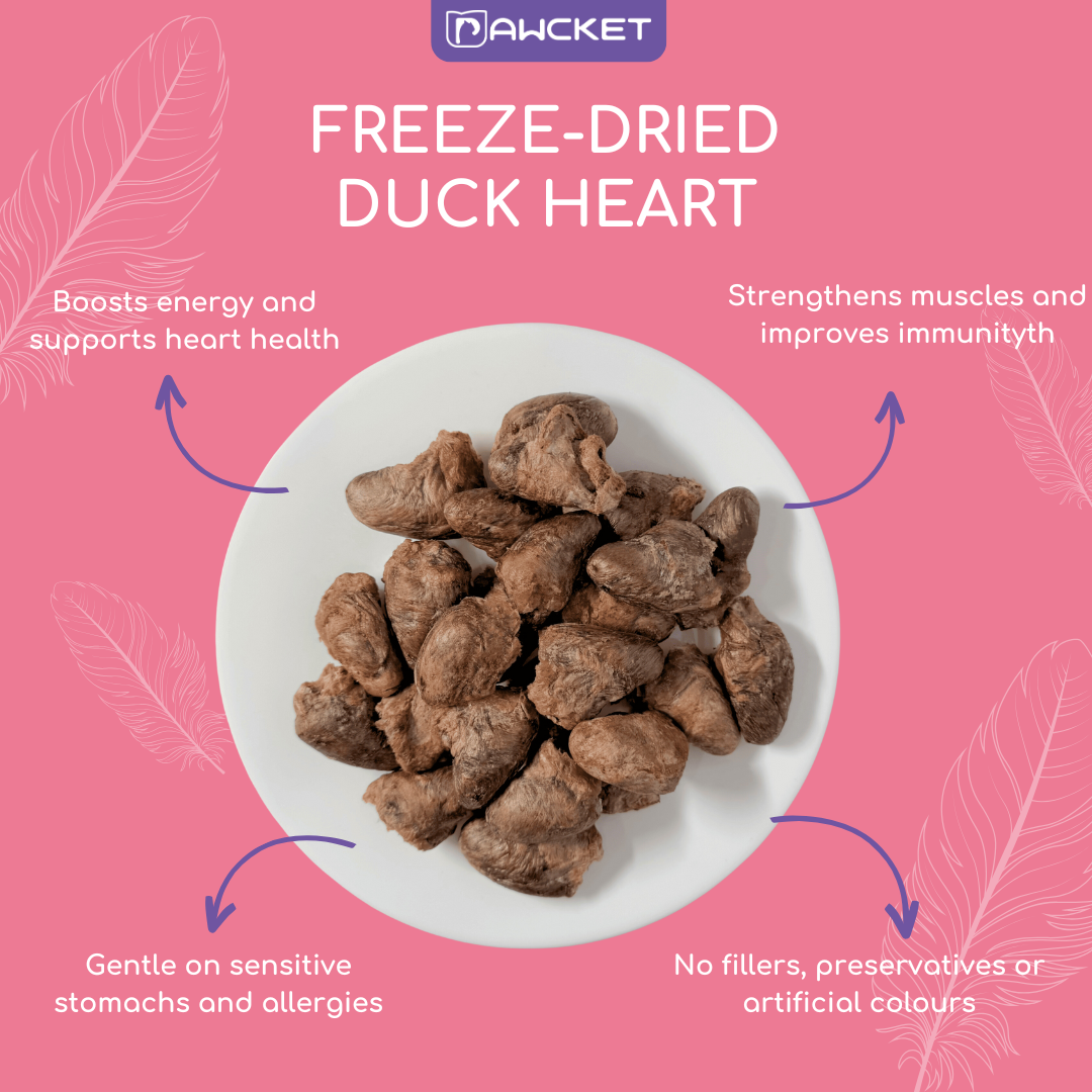 Pawcket Freeze-Dried Duck Heart - Raw Cat & Dog Treats
