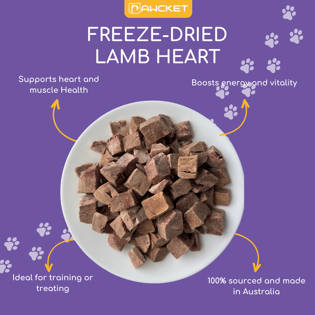 Pawcket Freeze-Dried Lamb Heart - Raw Cat & Dog Treats