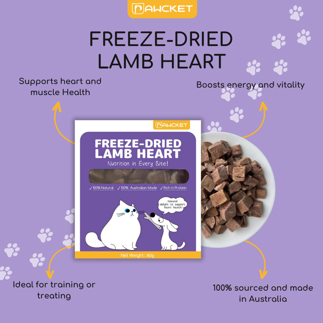 Pawcket Freeze-Dried Lamb Heart - Raw Cat & Dog Treats