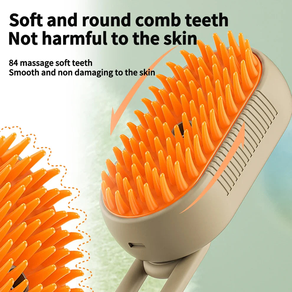 Steamy Pet Brush for Dogs and Cats - Electric Spray Handle Massage Brush