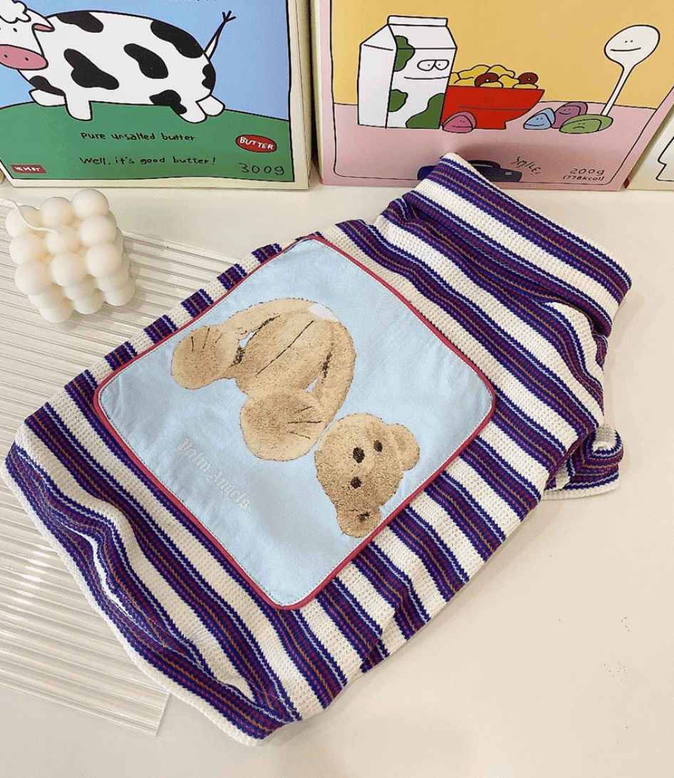 Handmade Cute Cartoon Striped Printed Cotton Shirts For Small and Medium Dogs and Cats - Happy 4 Paws