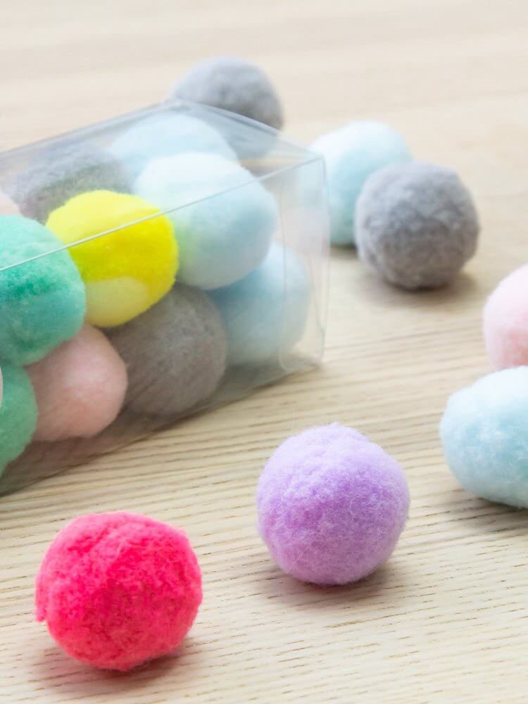 Cat Pom Pom Toy Soft Quiet Ball 20pcs 3cm Assorted 7 Colors - Happy 4 Paws