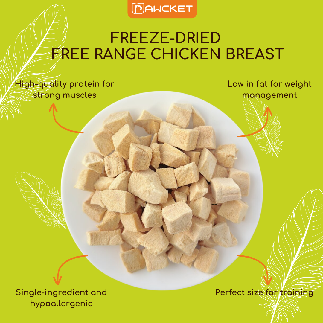 Pawcket Freeze-Dried Free Range Chicken Breast - Raw Cat & Dog Treats
