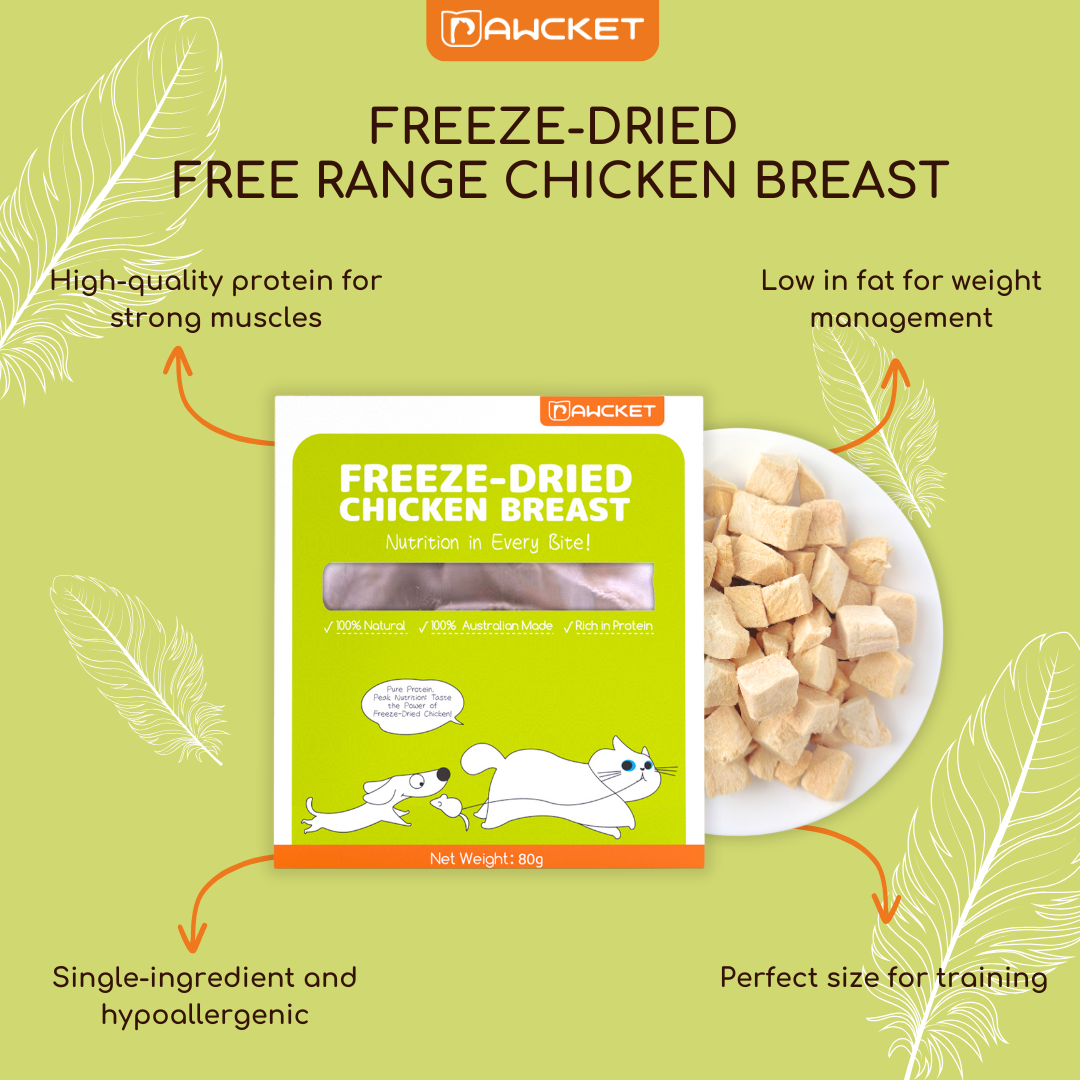 Pawcket Freeze-Dried Free Range Chicken Breast - Raw Cat & Dog Treats