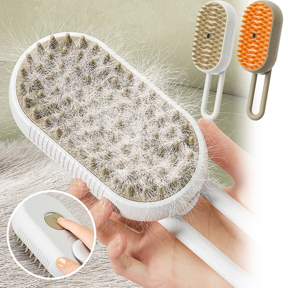 Steamy Pet Brush for Dogs and Cats - Electric Spray Handle Massage Brush