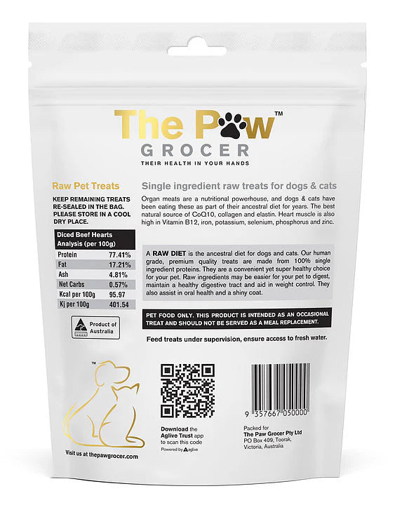 The Paw Grocer Freeze Beef Hearts 90g