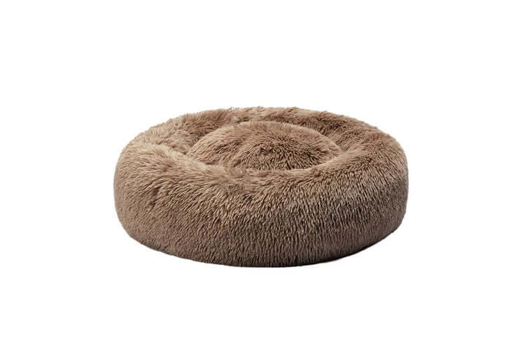 Donut Nest Pet Bed - Calming Mat for Cats and Dogs (Brown)