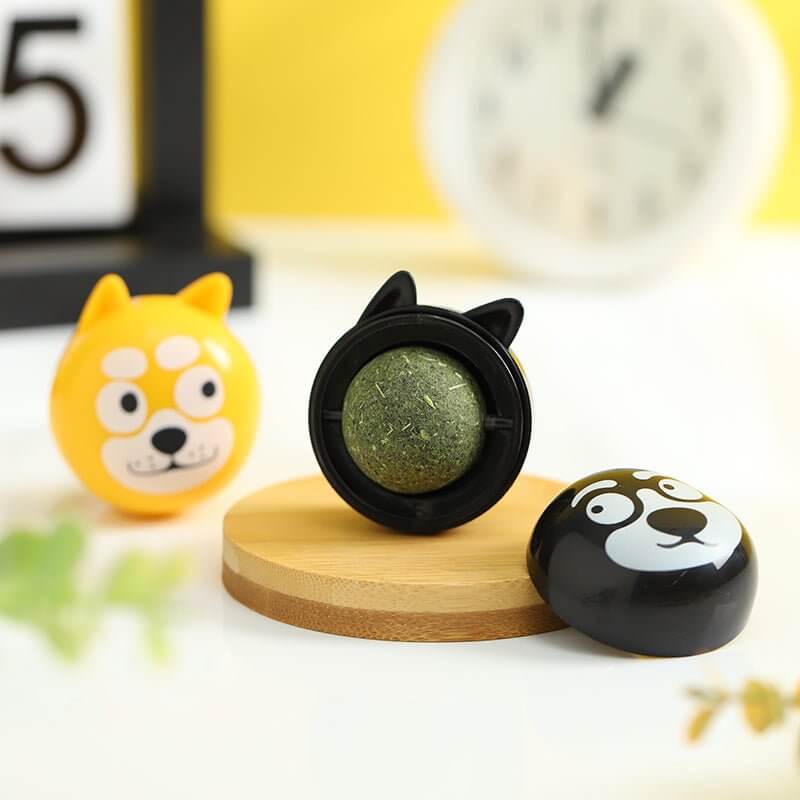 2 pcs Cartoon Catnip Balls, Teeth Cleaning Cat Toys Catmint - Happy 4 Paws