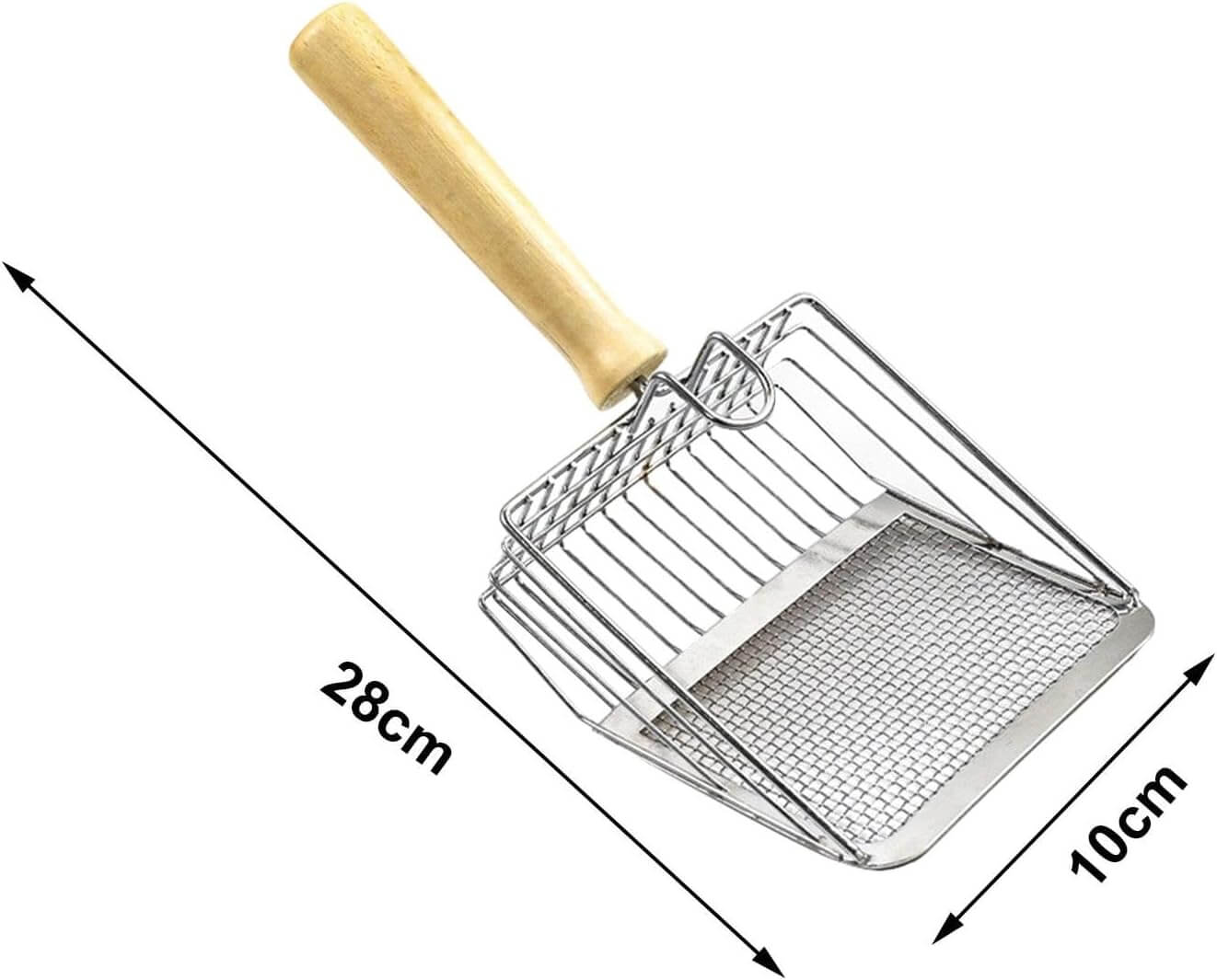 Stainless Steel Cat Litter Scooper with Wooden Handle