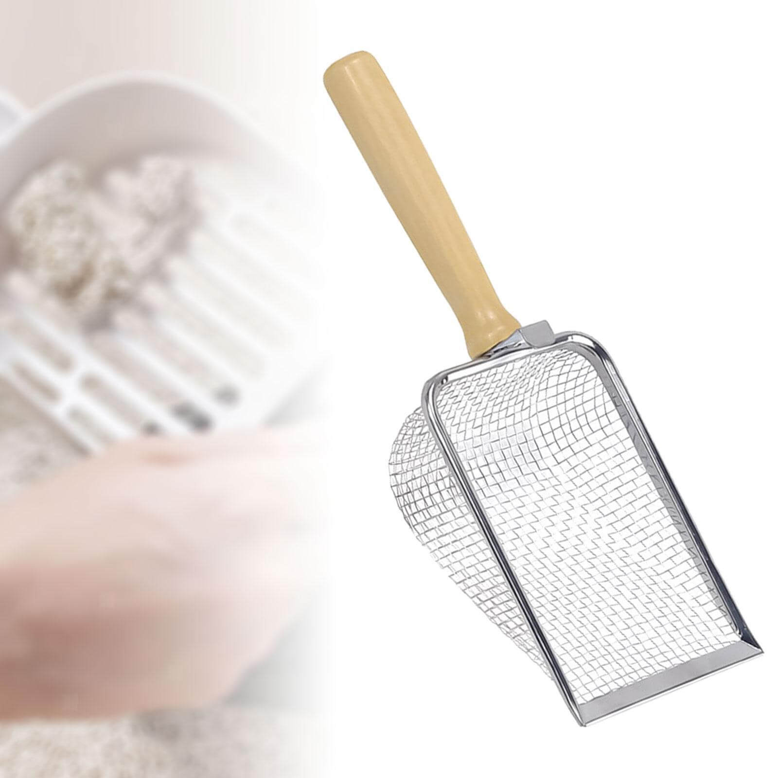 Stainless Steel Cat Litter Scooper with Wooden Handle