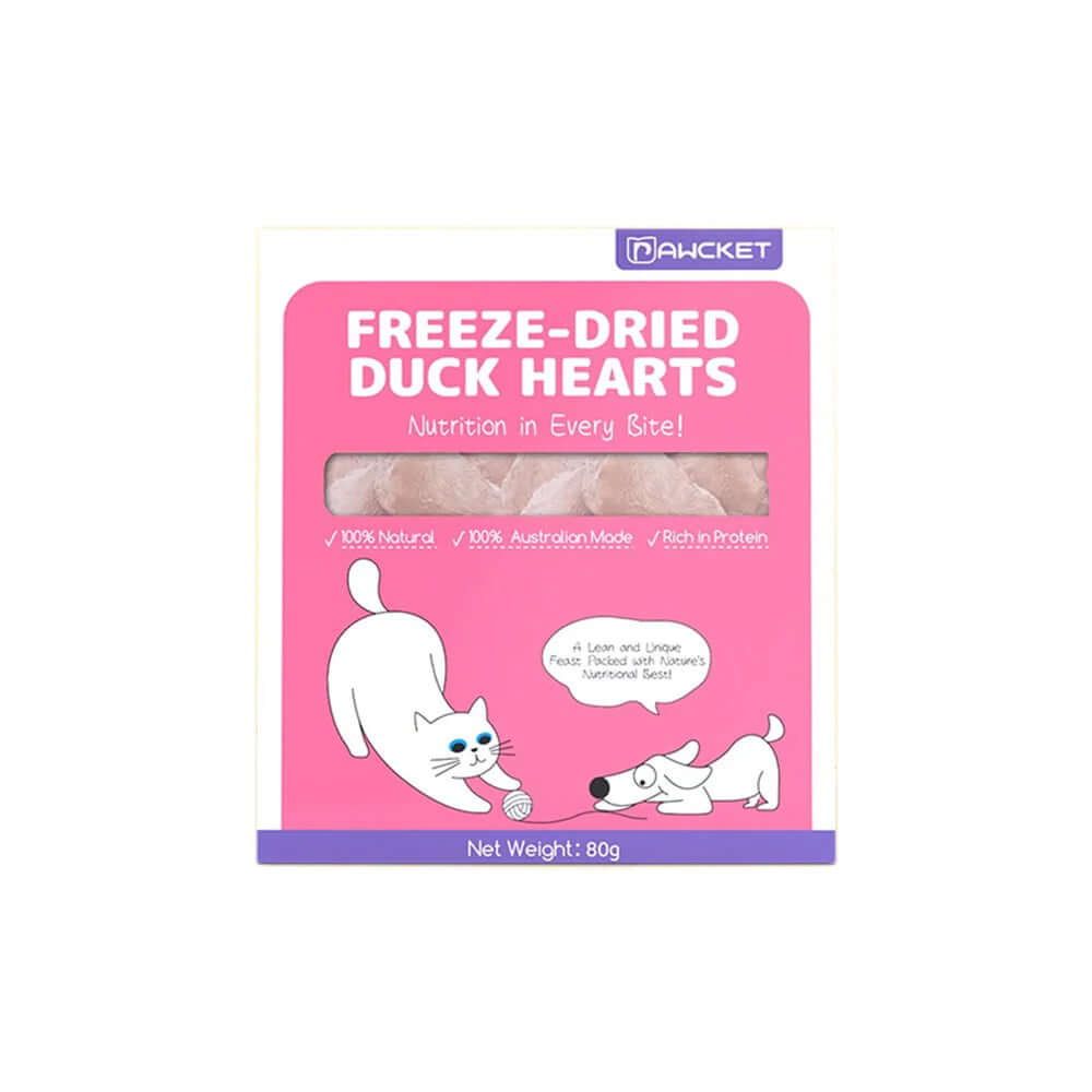 Pawcket Freeze-Dried Duck Heart - Raw Cat & Dog Treats