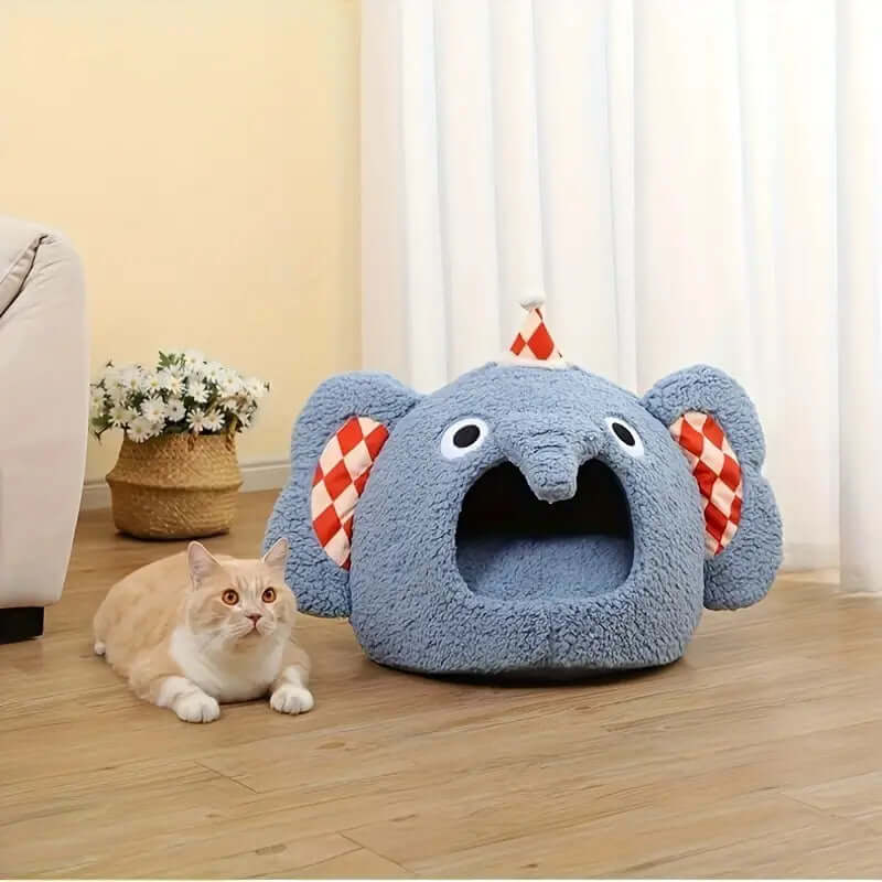 Elephant Dog & Cat Bed - Semi-Closed, Foldable Dual-Purpose Pet Bed