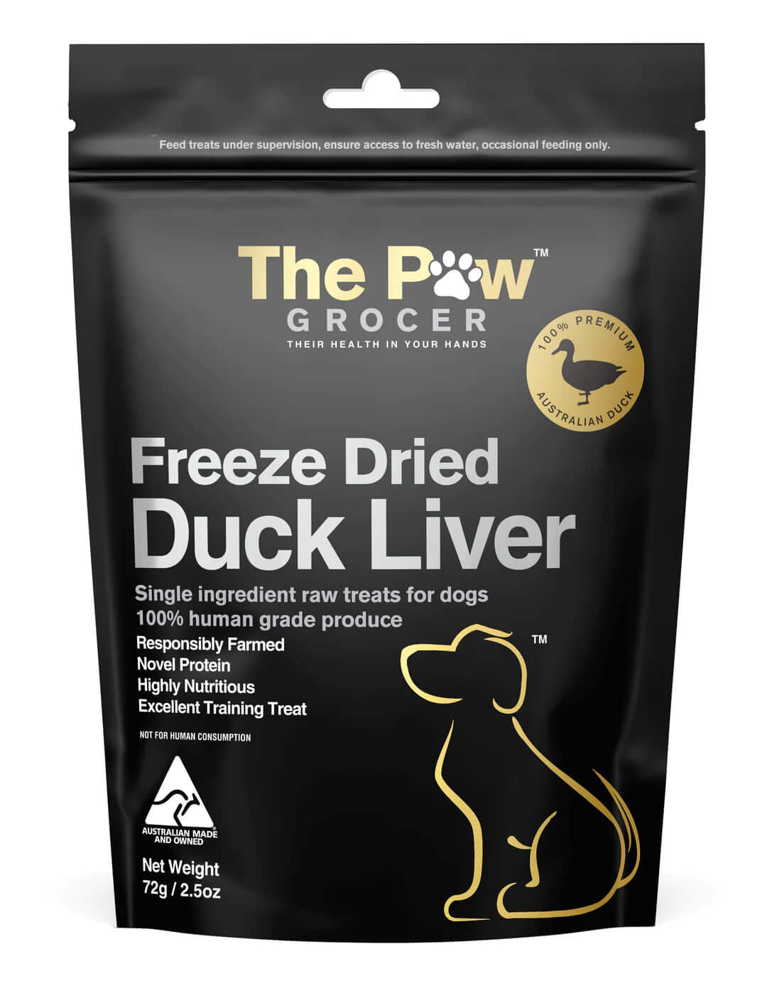 The Paw Grocer Freeze Black Label Responsibly Farmed Duck Liver 72g - Happy 4 Paws