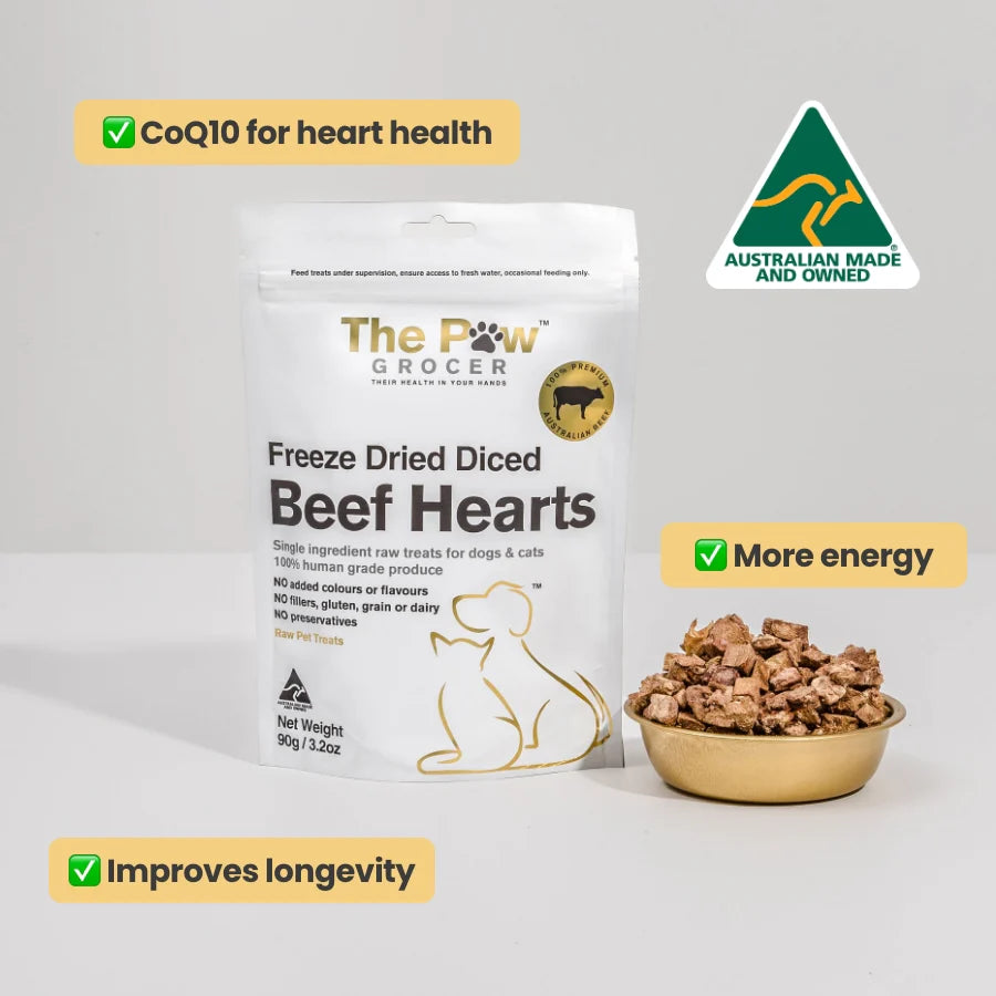 The Paw Grocer Freeze Beef Hearts 90g