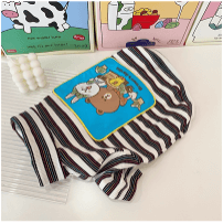 Handmade Cute Cartoon Striped Printed Cotton Shirts For Small and Medium Dogs and Cats