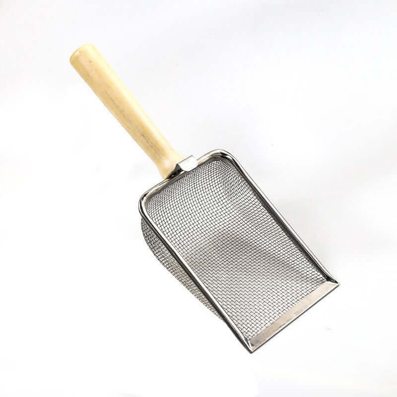 Stainless Steel Cat Litter Scooper with Wooden Handle