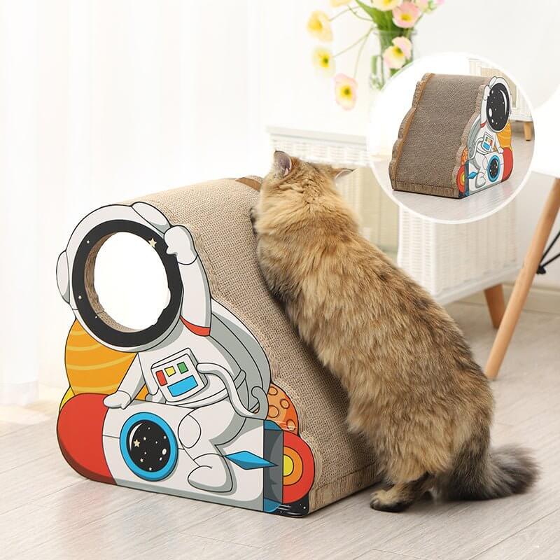 Astronaut Cartoon Cat Scratching Post - Happy 4 Paws