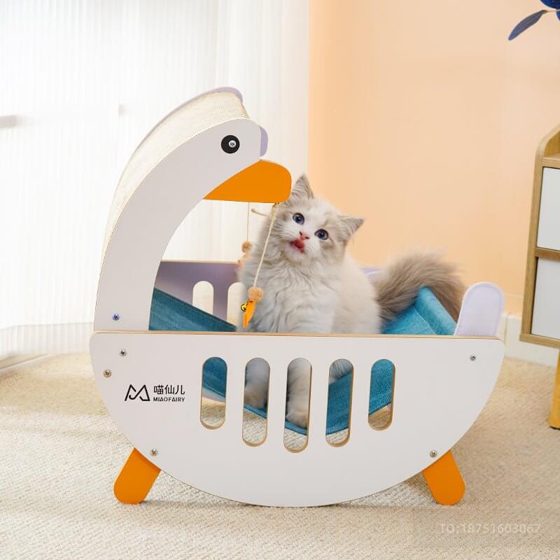 Cartoon Durable Cute Silly Goose Scratcher Cat Bed - Happy 4 Paws