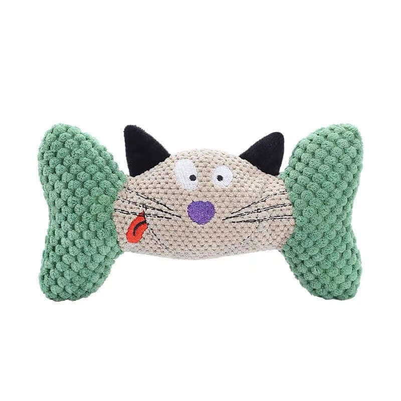 Cartoon Squeaky Toy Plush Bone - shaped Teeth Toy for Small Medium Dogs Cats - Happy 4 Paws