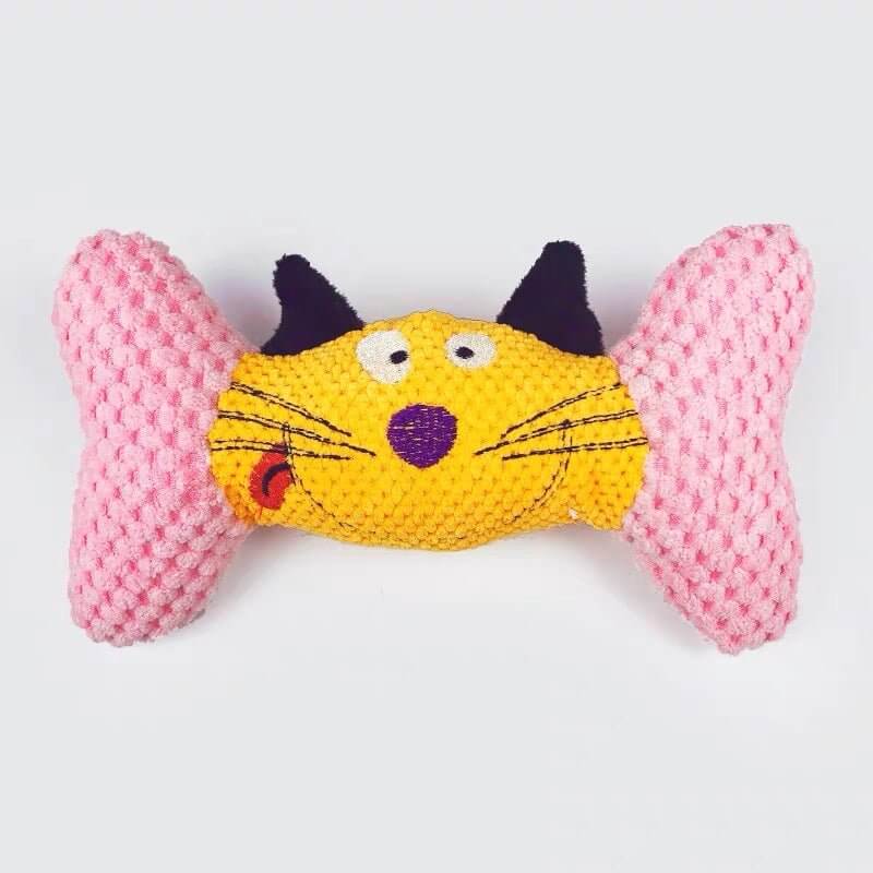 Cartoon Squeaky Toy Plush Bone - shaped Teeth Toy for Small Medium Dogs Cats - Happy 4 Paws