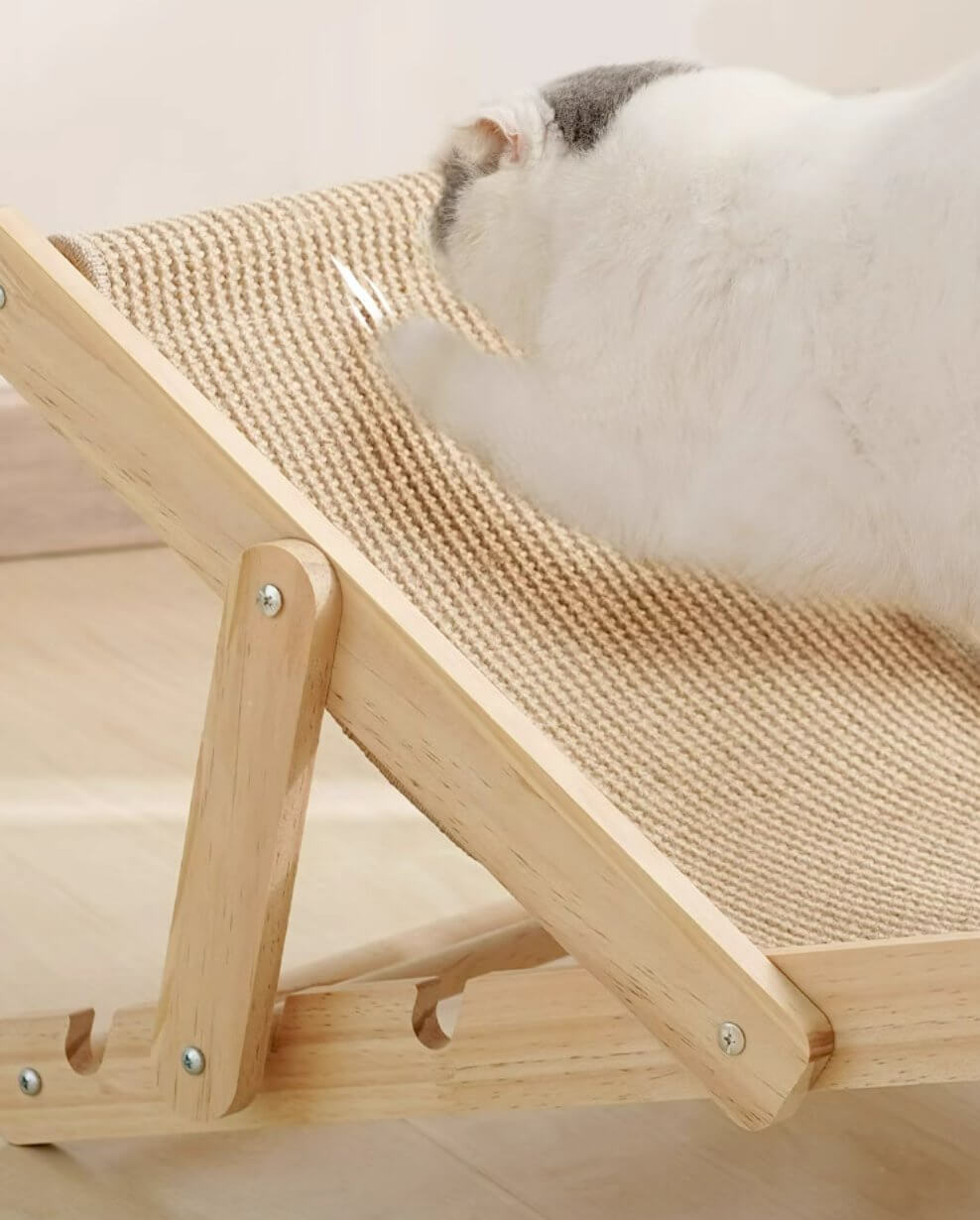 Cat Hammock Bed Modern Lounge Chair Wooden Sisal Durable for Cat under20kg - Happy 4 Paws