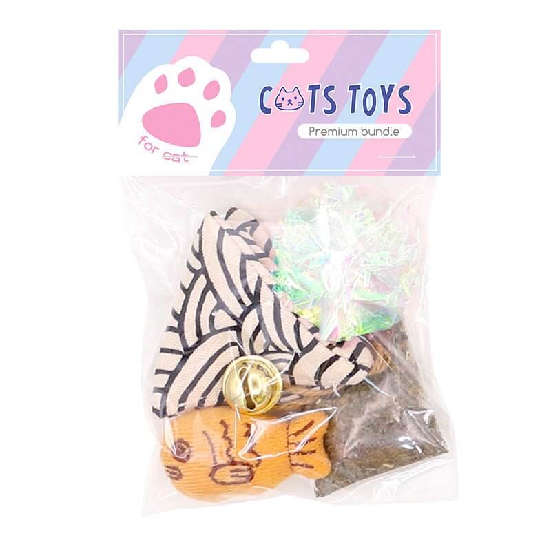 Cat Kitten Canvas Catnip Chew Toys Set 4pcs - Happy 4 Paws