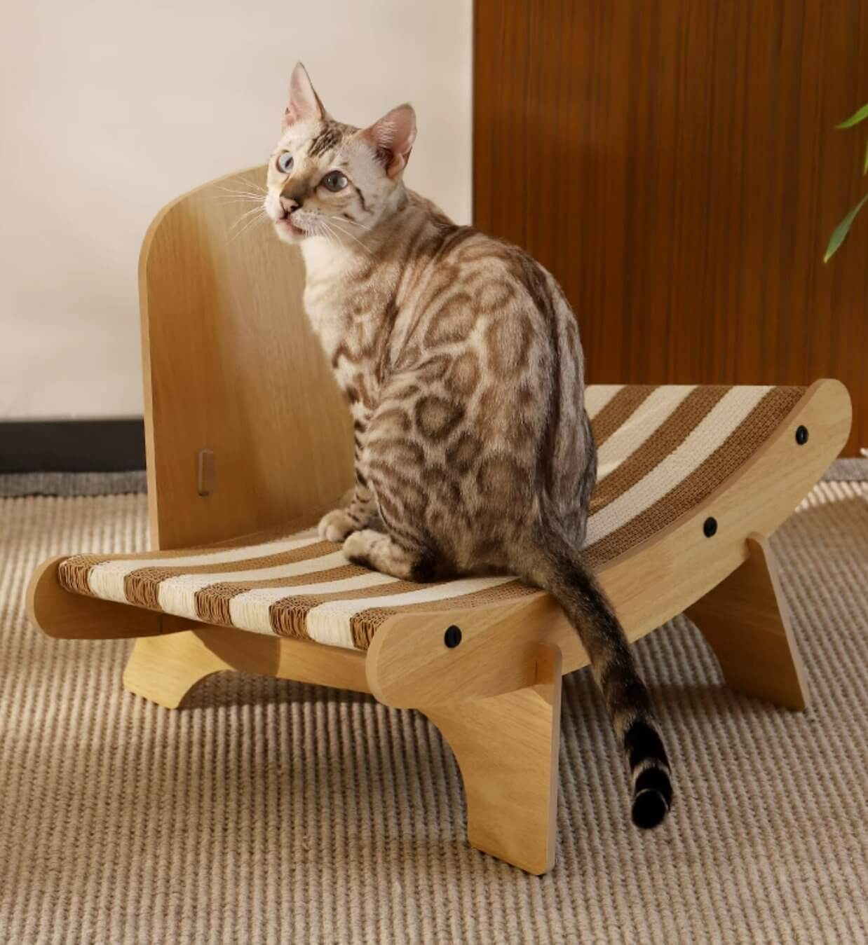 Cat Modern Chair Cat Lounge Corrugated Paper Scratcher - Happy 4 Paws