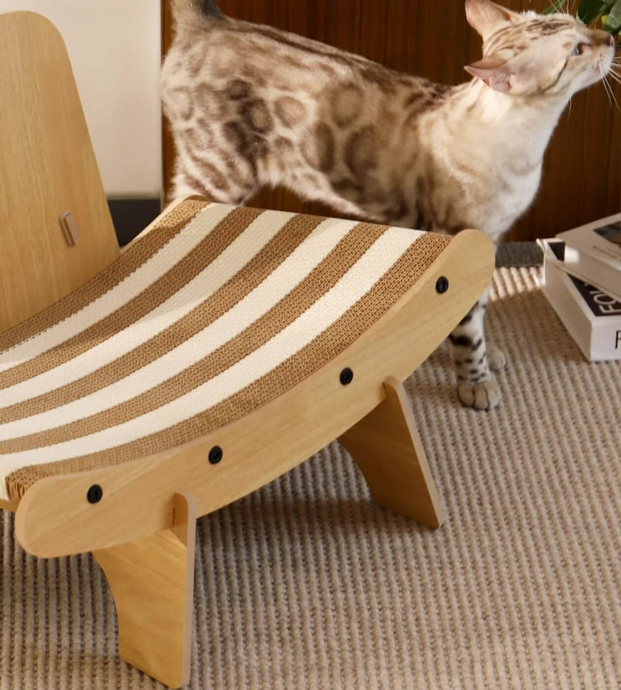 Cat Modern Chair Cat Lounge Corrugated Paper Scratcher - Happy 4 Paws