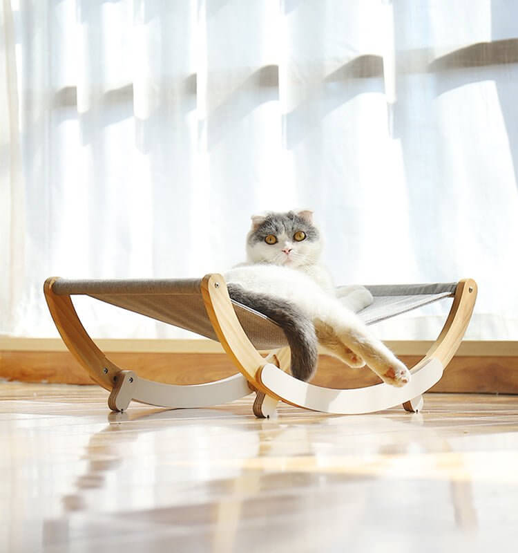 Cat Rocking Chair Pet Hammock Portable Elevated Bed for Cat Small Dogs - Happy 4 Paws