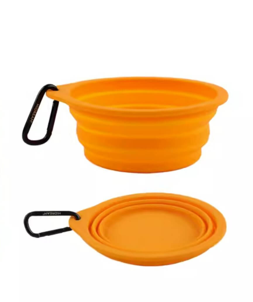 Collapsible Skid Pet Water Food Bowl with Carabiner for Dogs Cats 600ml - Happy 4 Paws