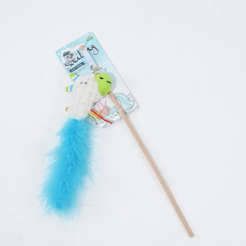 Colourful Cat Teaser Wand Toy with Bells - Happy 4 Paws