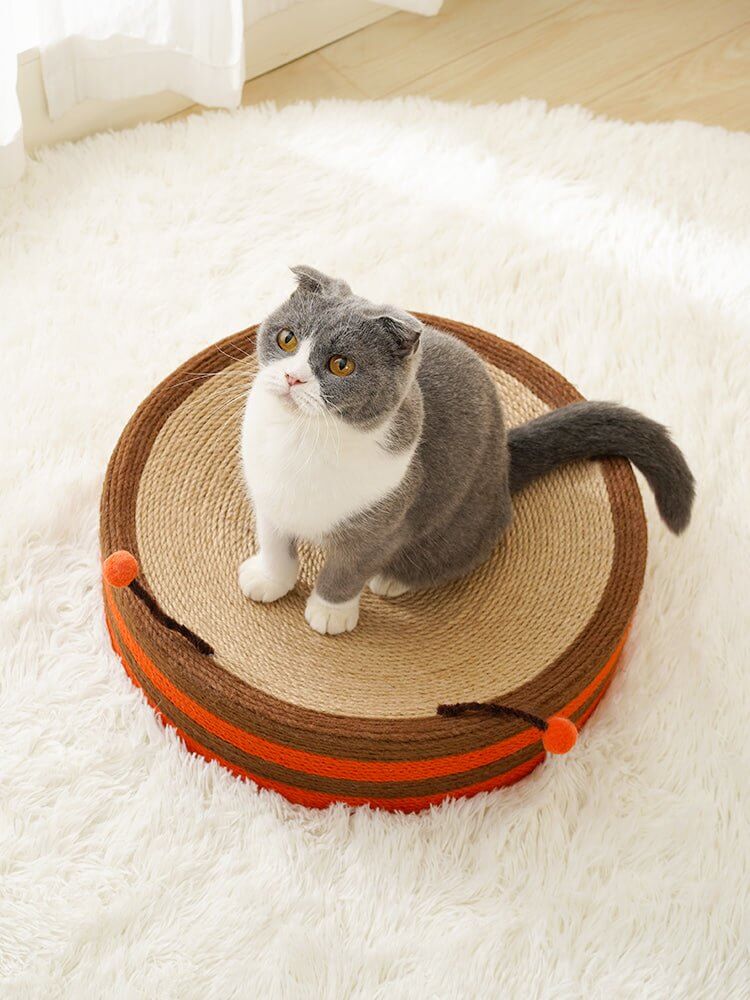 Cute Bee Cat Scratcher Cat Pad Scratching Sisal Bowl Bed - Happy 4 Paws