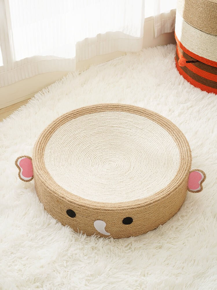 Cute Elephant Cat Scratcher Cat Pad Scratching Sisal Bowl Bed - Happy 4 Paws