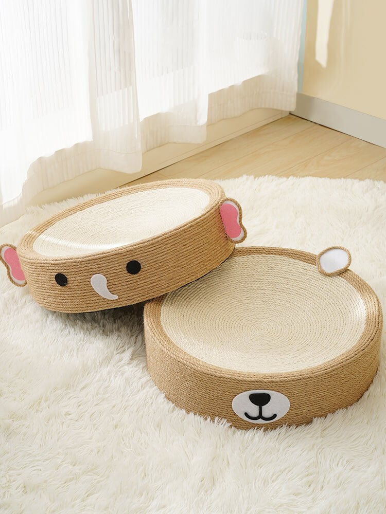 Cute Elephant Cat Scratcher Cat Pad Scratching Sisal Bowl Bed - Happy 4 Paws