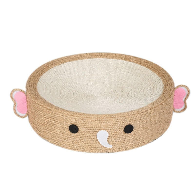 Cute Elephant Cat Scratcher Cat Pad Scratching Sisal Bowl Bed - Happy 4 Paws