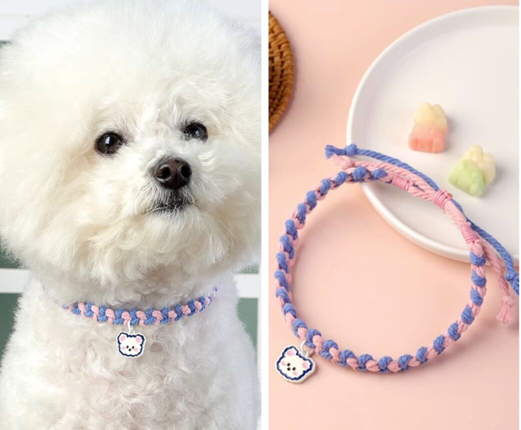 Cute Gummy Bear Hand Knitted Adjustable Pet Collar with Pendant for Cats or Small Dogs - Happy 4 Paws