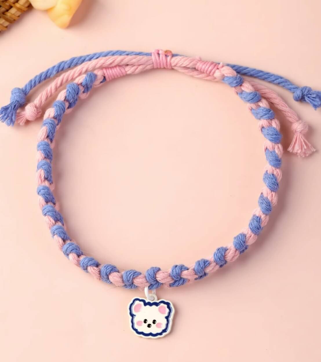 Cute Gummy Bear Hand Knitted Adjustable Pet Collar with Pendant for Cats or Small Dogs - Happy 4 Paws