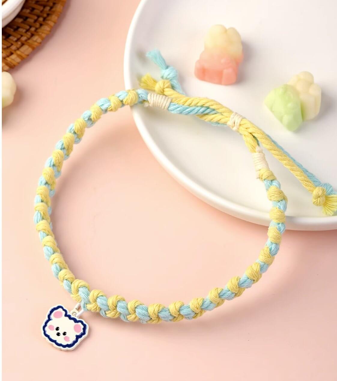 Cute Gummy Bear Hand Knitted Adjustable Pet Collar with Pendant for Cats or Small Dogs - Happy 4 Paws