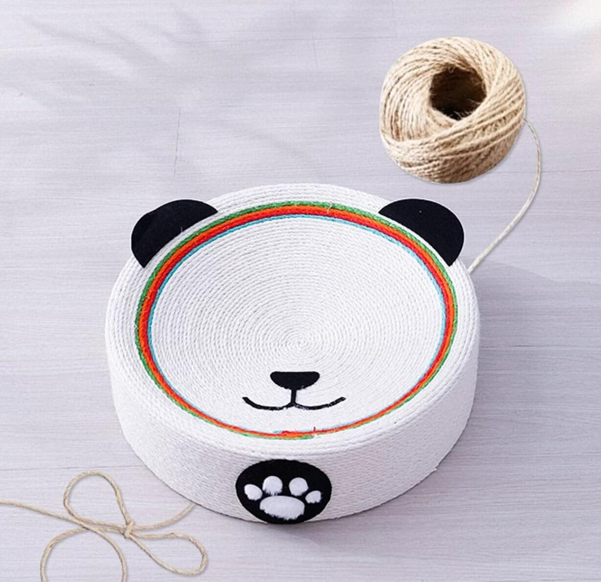 Cute Panda Cat Scratcher Cat Pad Scratching Sisal Bowl Bed - Happy 4 Paws