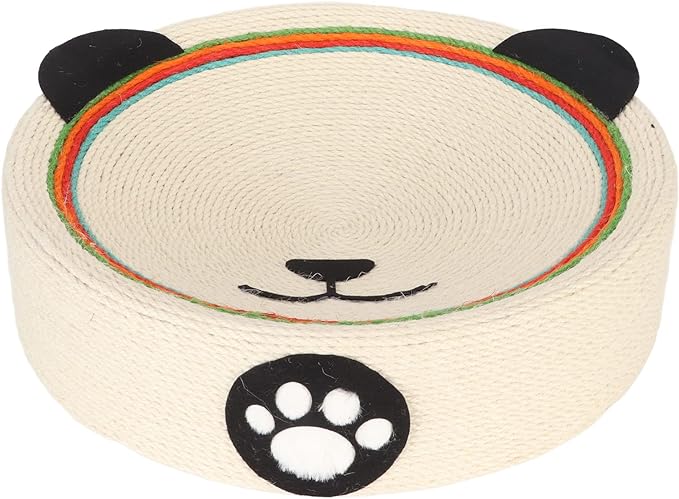 Cute Panda Cat Scratcher Cat Pad Scratching Sisal Bowl Bed - Happy 4 Paws