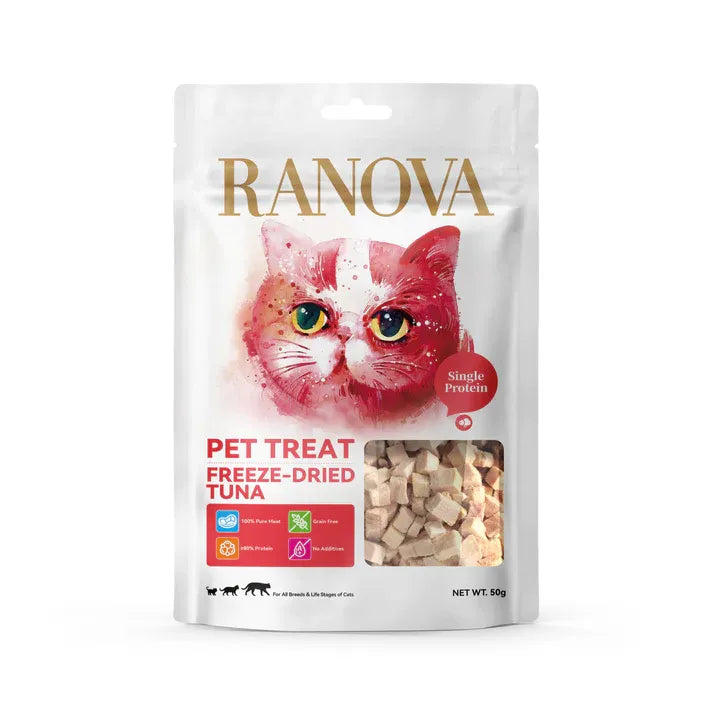 RANOVA Freeze Dried Cat Treats Raw Food - 100% Tuna Grain Free - 50g