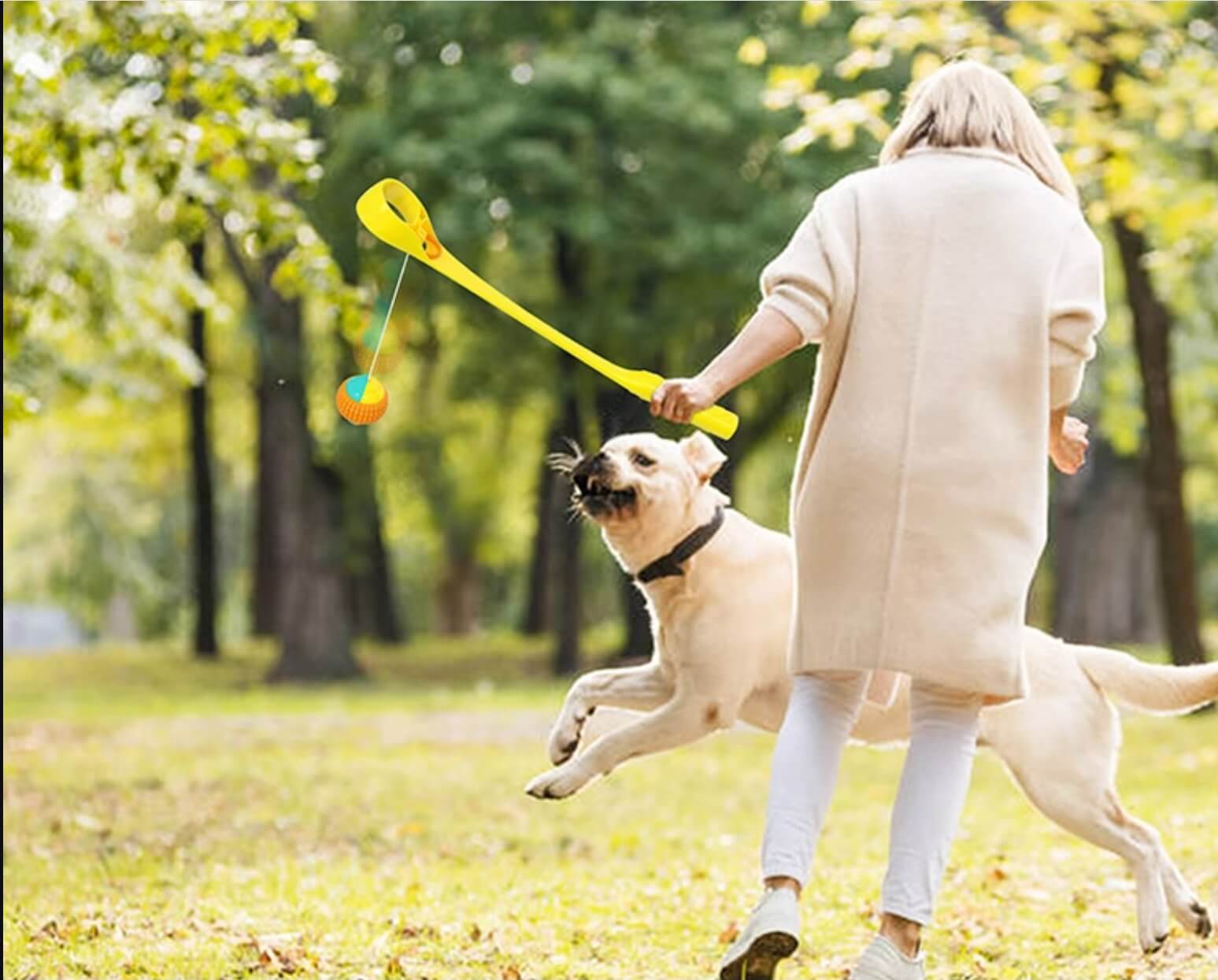 Dog Ball Launcher Thrower Set With Multipurpose Chew Ball - Happy 4 Paws