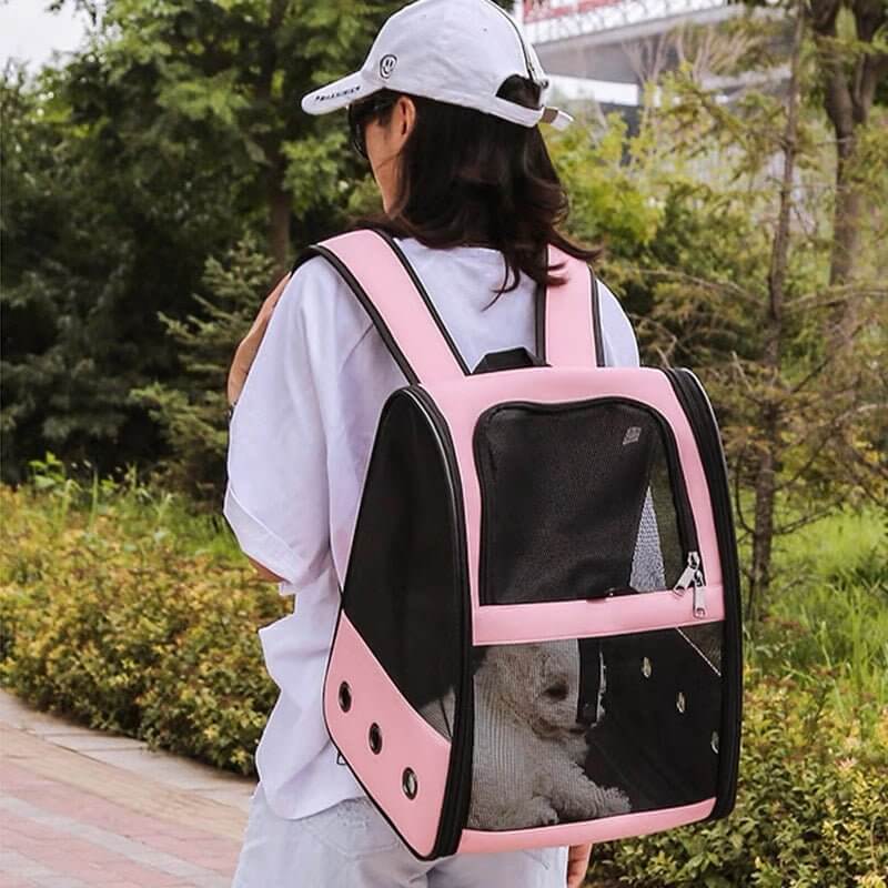 Dog Cat Pet Carrier Backpack Breathable Travel Bag Large - Happy 4 Paws