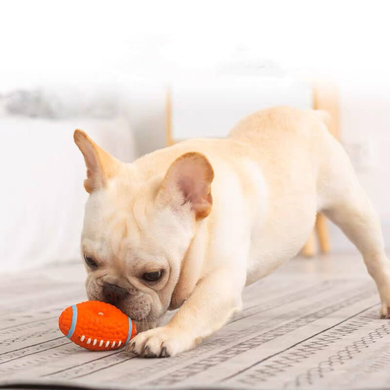 Dog Chew Toy Rugby Sound Training Ball - Happy 4 Paws