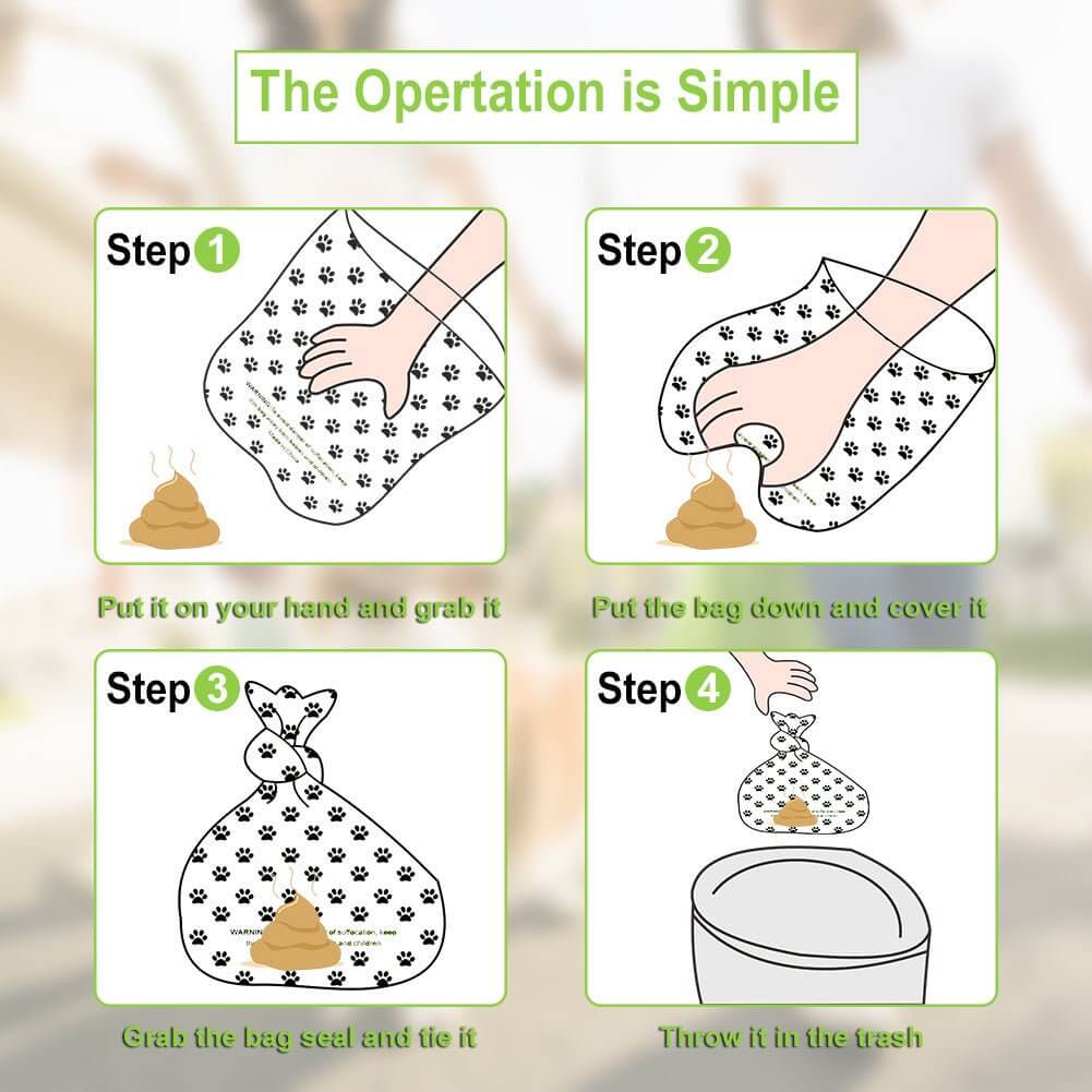 Dog Paw Pattern Eco - Friendly Leak Proof Dog Poop Bags with Dispenser - Happy 4 Paws