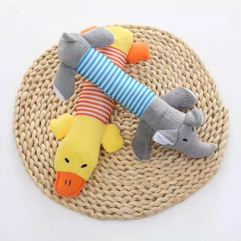 Dog Squeaky Chew Toy Plush Teething Toys for Small Medium Dogs - Happy 4 Paws