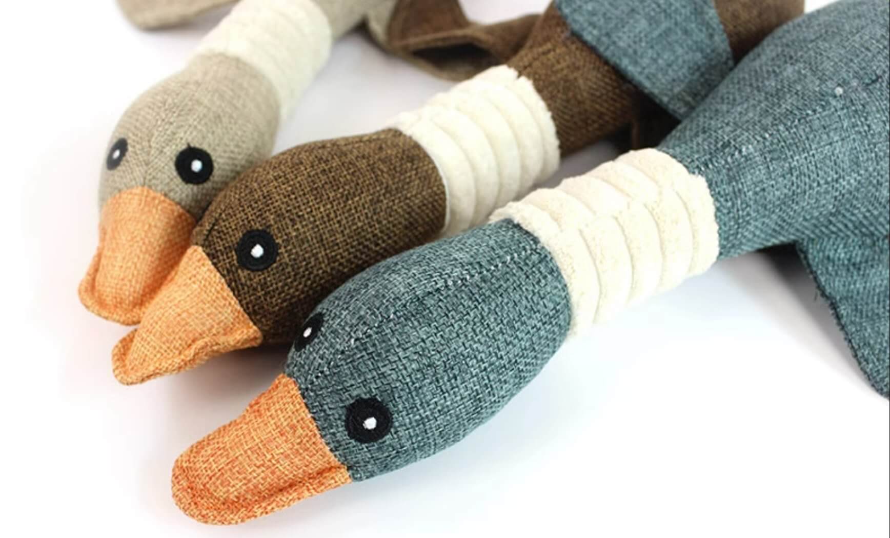 Dog Squeaky Toy Linen Wild Goose Design Chew Toy for Small Medium Dogs - Happy 4 Paws