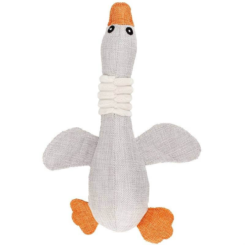 Dog Squeaky Toy Linen Wild Goose Design Chew Toy for Small Medium Dogs - Happy 4 Paws