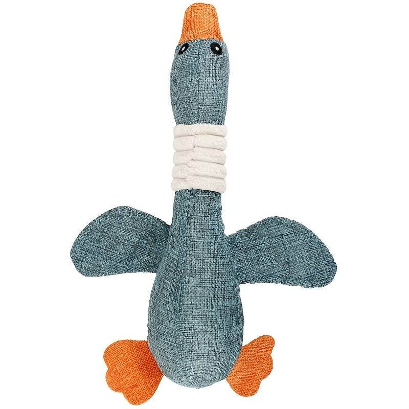 Dog Squeaky Toy Linen Wild Goose Design Chew Toy for Small Medium Dogs - Happy 4 Paws